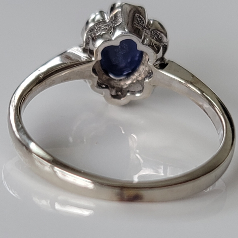 Vintage 10K Solid White Gold Genuine Lindy Star Blue Sapphire Ring Size 5.5 - Picture 6 of 14